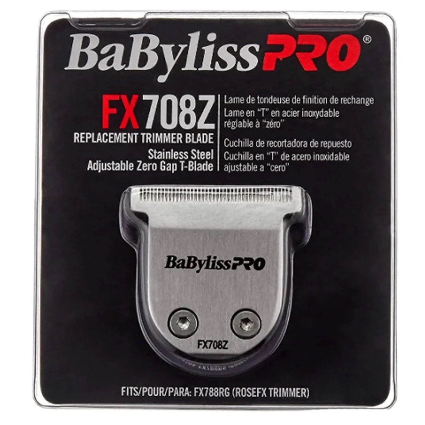 BaBylissPro Stainless Steel Adjustable Zero Gab Replacement T-Blade Fits FX788RG (RoseFX Trimmer) #FX708Z