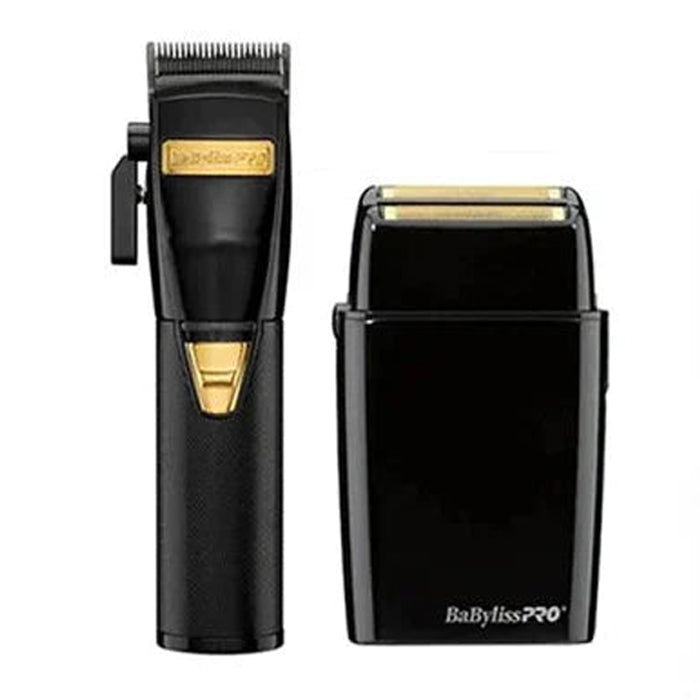 BaByliss PRO Black FX Combo - Cordless Clipper + Cordless Metal Double Foil Black Shaver + Free Babyliss Grip