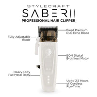 StyleCraft Saber Digital Brushless Motor Metal Clipper - White