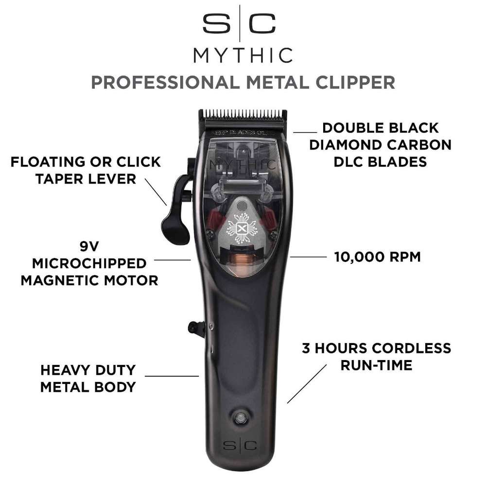 MYTHIC - PROFESSIONAL METAL BODY 9V MICROCHIPPED MAGNETIC MOTOR CORDLESS HAIR CLIPPER