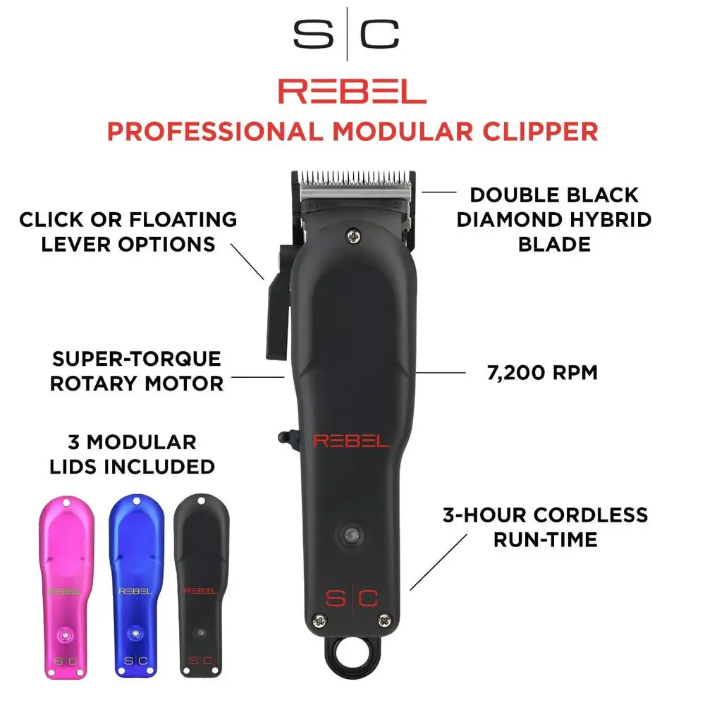 REBEL - PROFESSIONAL SUPER-TORQUE MODULAR CORDLESS HAIR CLIPPER