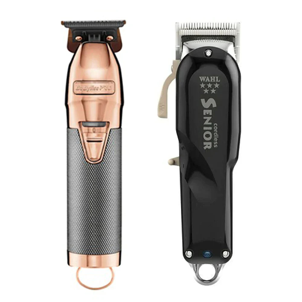 Babyliss Trimmer + Wahl Clipper Combo - WAHL Professional 5 Star Cordless Senior Clipper + BaByliss Pro ROSEFX Metal Lithium Outlining Trimmer